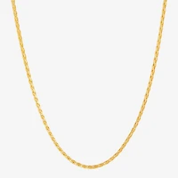 Womens 24K Gold Over Silver 16 Inch Wheat Chain Necklace