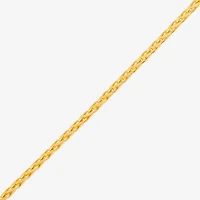 Womens 24K Gold Over Silver 16 Inch Wheat Chain Necklace