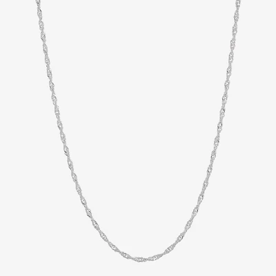 Womens Sterling Silver 24 Inch Singapore Chain Necklace