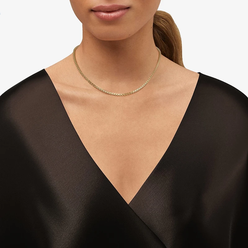 Womens 18K Gold Over Silver Inch Box Chain Necklace