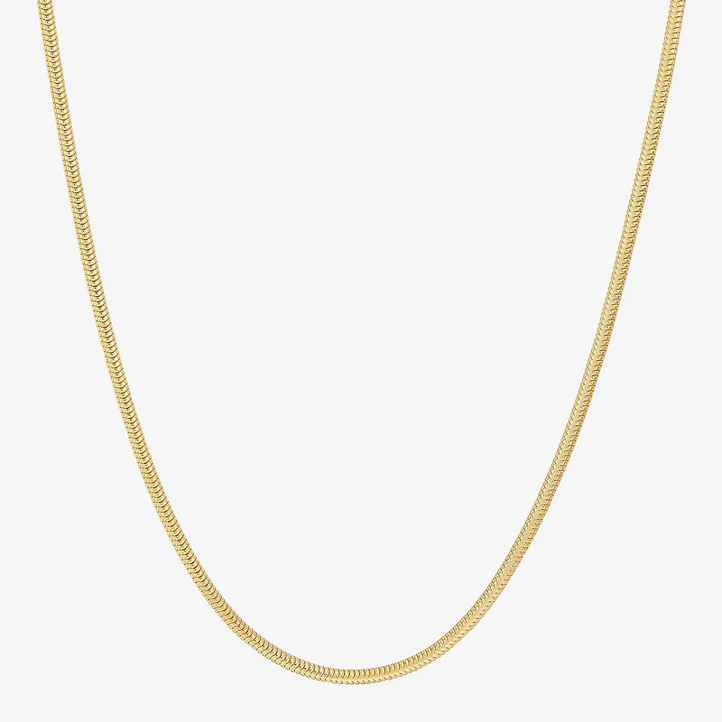 Womens 24K Gold Over Silver Inch Snake Chain Necklace