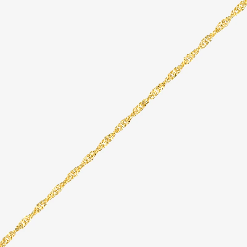 Womens 24K Gold Over Silver 16 Inch Singapore Chain Necklace