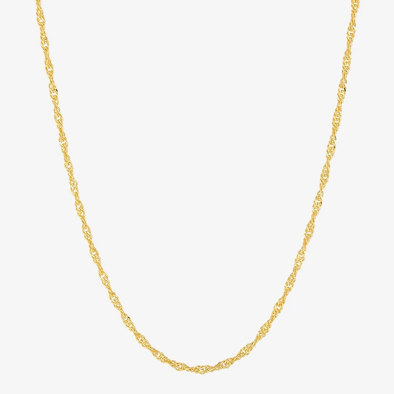 Womens 24K Gold Over Silver 16 Inch Singapore Chain Necklace