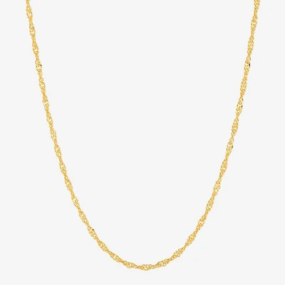 Womens 24K Gold Over Silver 16 Inch Singapore Chain Necklace
