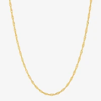 Womens 24K Gold Over Silver 16 Inch Singapore Chain Necklace