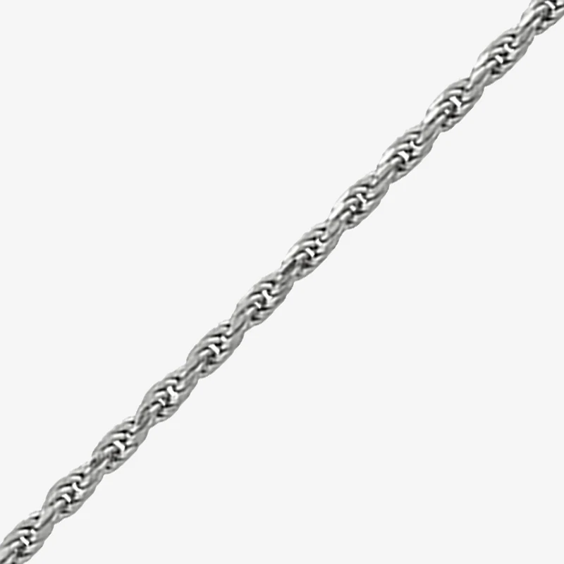 Womens Sterling Silver Inch Rope Chain Necklace