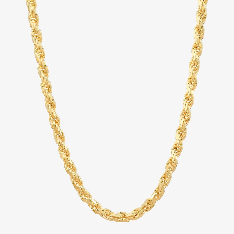 Womens 24K Gold Over Silver 16 Inch Rope Chain Necklace
