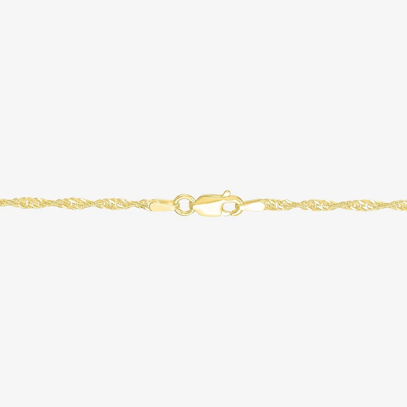 Womens 18K Gold Over Silver Inch Singapore Chain Necklace