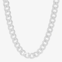 Mens Sterling Silver Inch Curb Chain Necklace