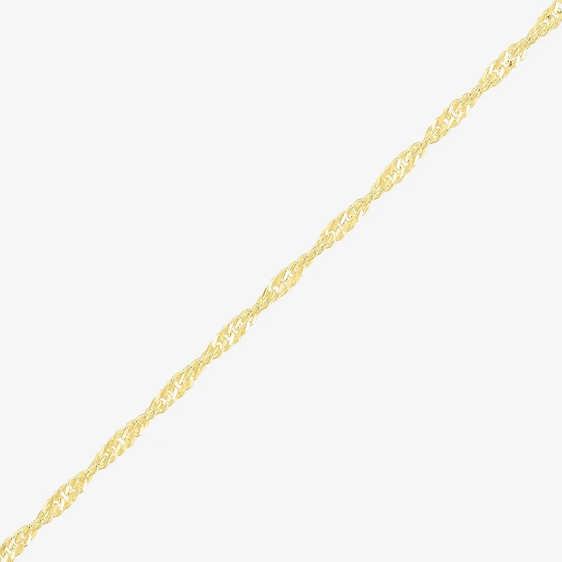 Womens 18K Gold Over Silver Inch Singapore Chain Necklace