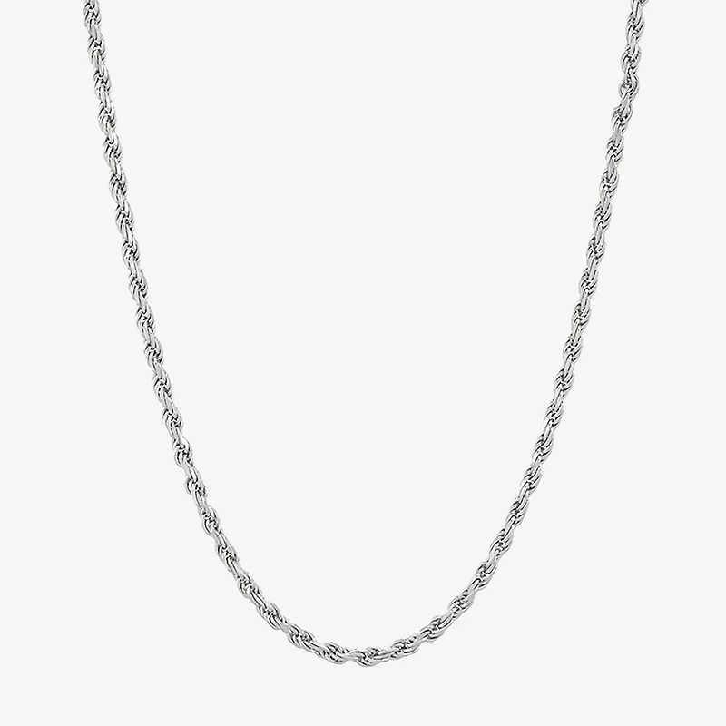 Womens Sterling Silver Inch Rope Chain Necklace