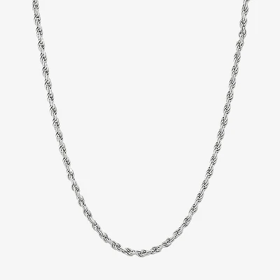 Womens Sterling Silver Inch Rope Chain Necklace