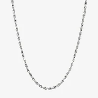 Womens Sterling Silver Inch Rope Chain Necklace