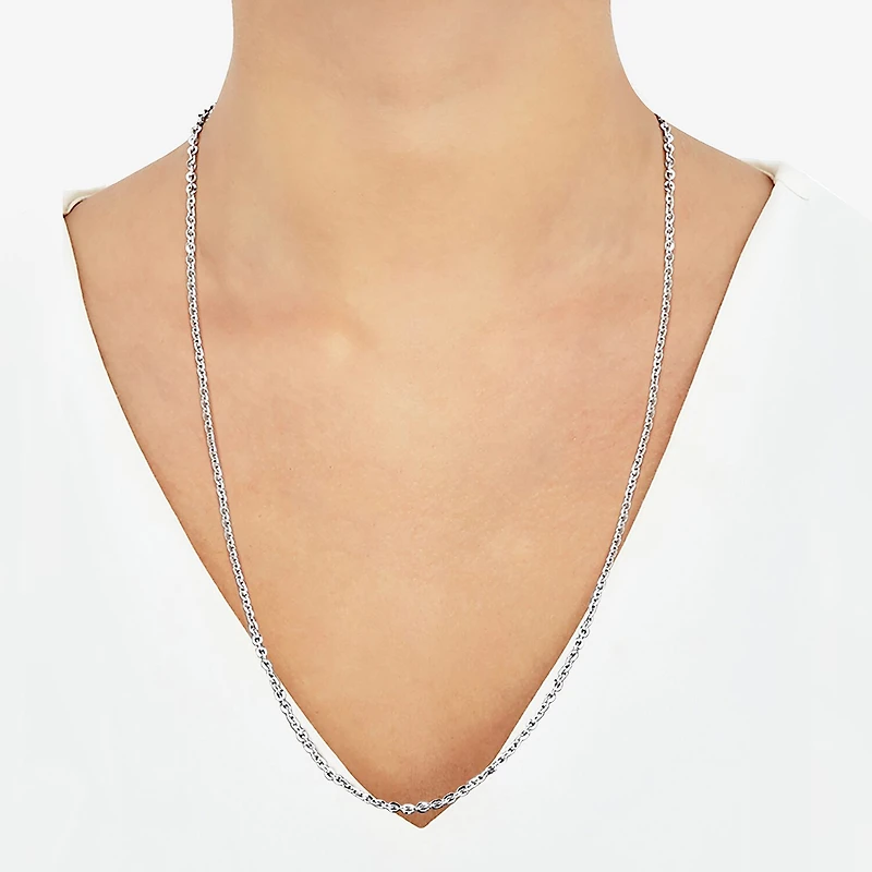Womens Sterling Silver 24 Inch Cable Chain Necklace