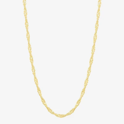 Womens 18K Gold Over Silver 24 Inch Singapore Chain Necklace