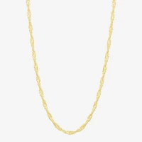 Womens 18K Gold Over Silver 24 Inch Singapore Chain Necklace