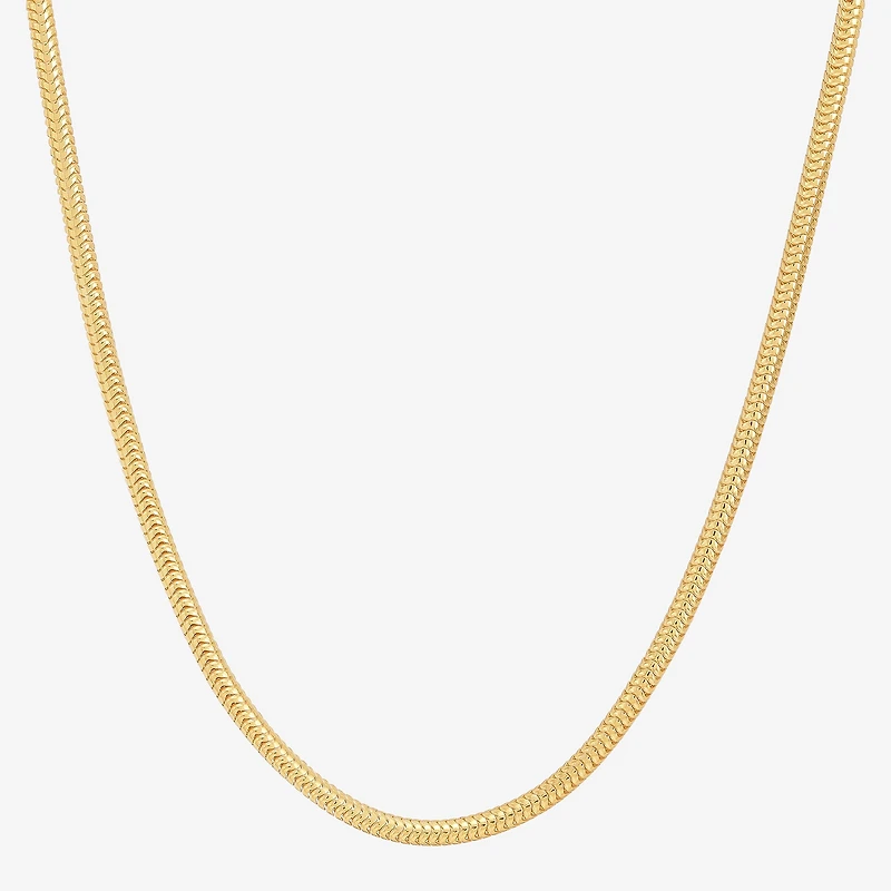 Womens 24K Gold Over Silver Inch Snake Chain Necklace