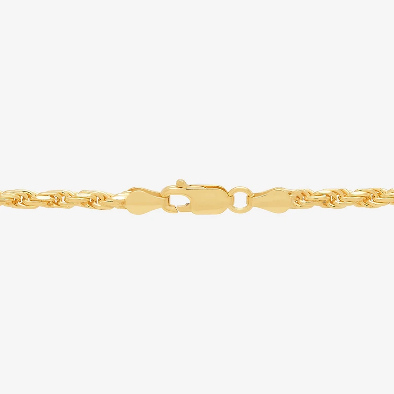 Mens 24K Gold Over Silver 16 Inch Rope Chain Necklace