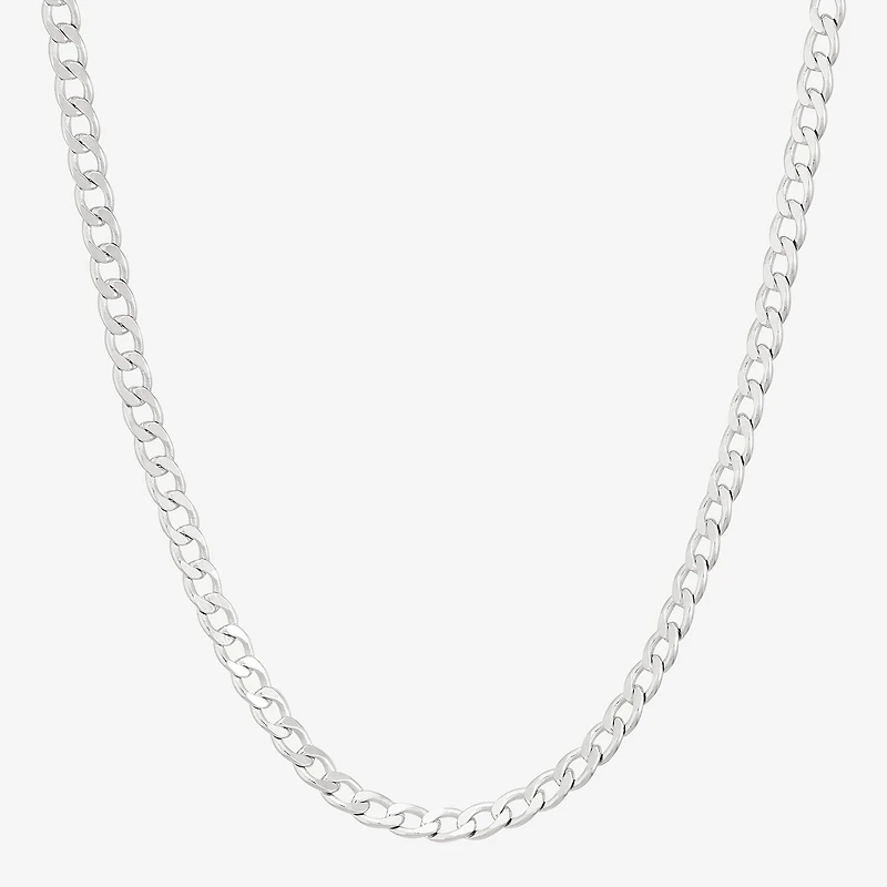Womens Sterling Silver 24 Inch Curb Chain Necklace