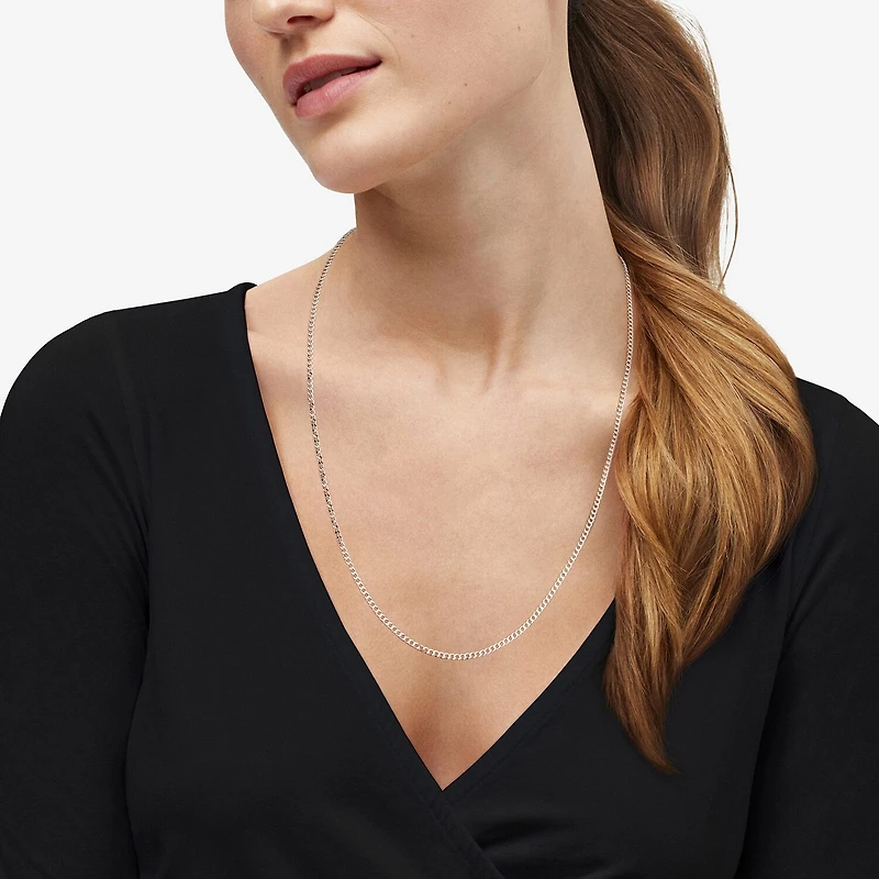 Womens Sterling Silver 24 Inch Curb Chain Necklace