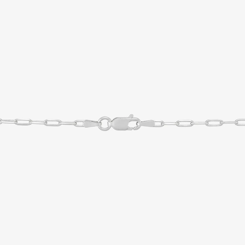 Womens Sterling Silver 24 Inch Paperclip Chain Necklace