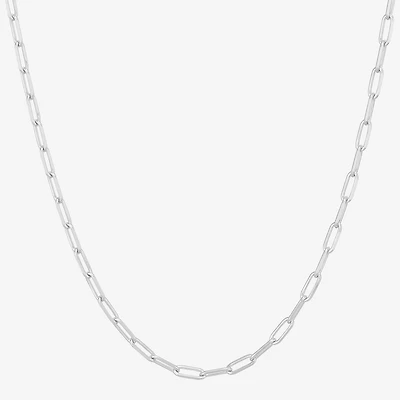 Womens Sterling Silver 24 Inch Paperclip Chain Necklace