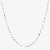Womens Sterling Silver 24 Inch Paperclip Chain Necklace