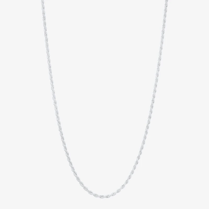 Womens Sterling Silver 16 Inch Rope Chain Necklace