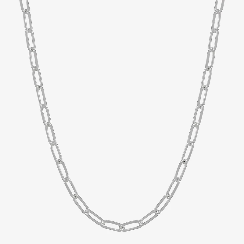 Womens Sterling Silver 24 Inch Paperclip Chain Necklace