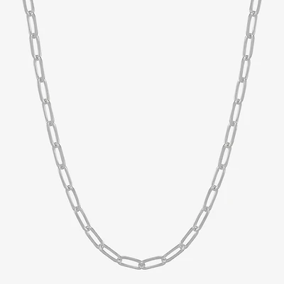 Womens Sterling Silver 24 Inch Paperclip Chain Necklace