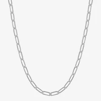 Womens Sterling Silver 24 Inch Paperclip Chain Necklace