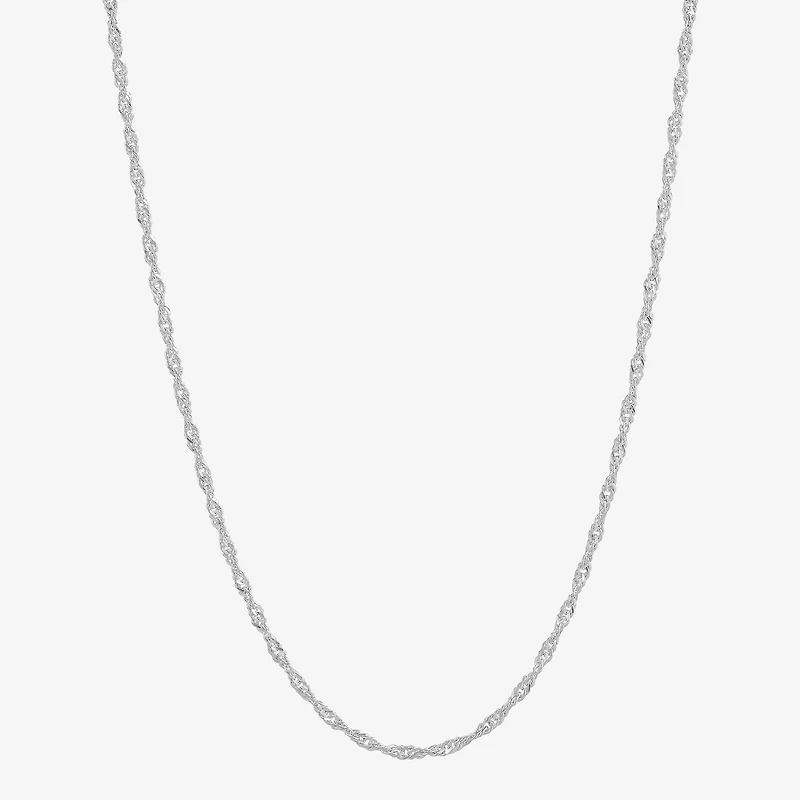 Womens Sterling Silver 16 Inch Singapore Chain Necklace