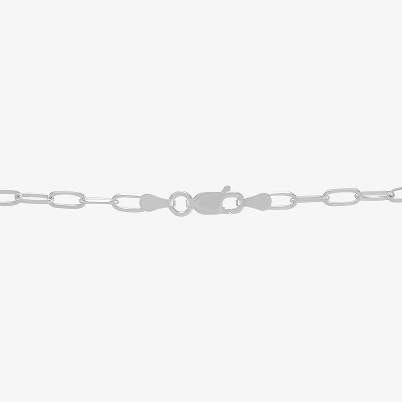 Womens Sterling Silver 24 Inch Paperclip Chain Necklace