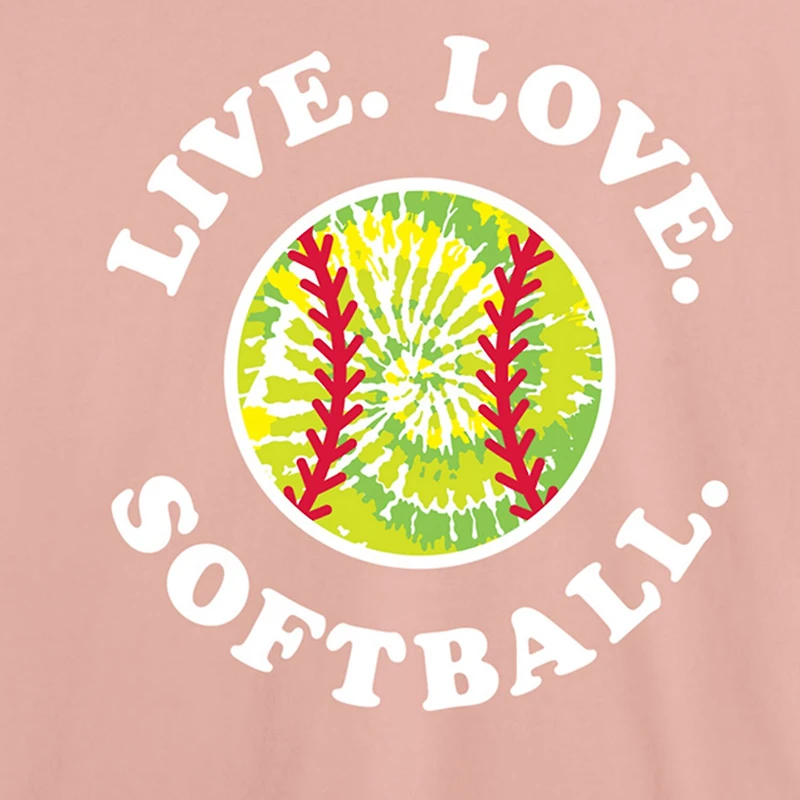 Live Love Softball Womens Juniors Crew Neck Short Sleeve Classic Fit Graphic T-Shirt