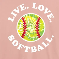 Live Love Softball Womens Juniors Crew Neck Short Sleeve Classic Fit Graphic T-Shirt