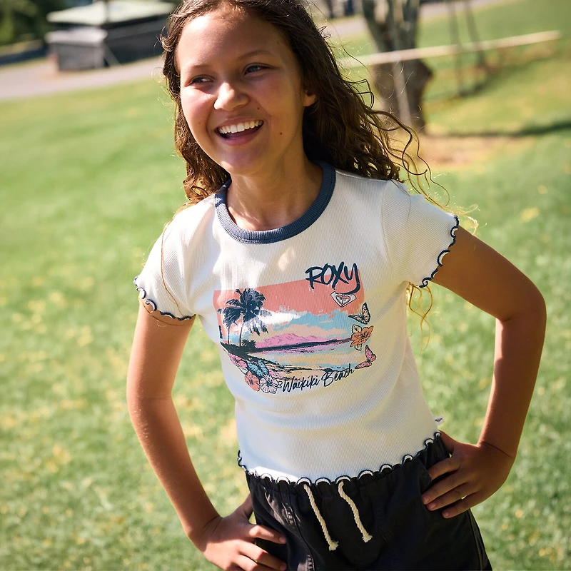 Roxy Big Kid Girls Crew Neck Short Sleeve Regular Fit Graphic T-Shirt
