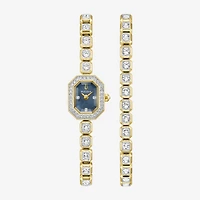 Bulova Box Set Bul Crystal Womens Gold Tone Stainless Steel 2-pc. Watch Boxed Set 98x143