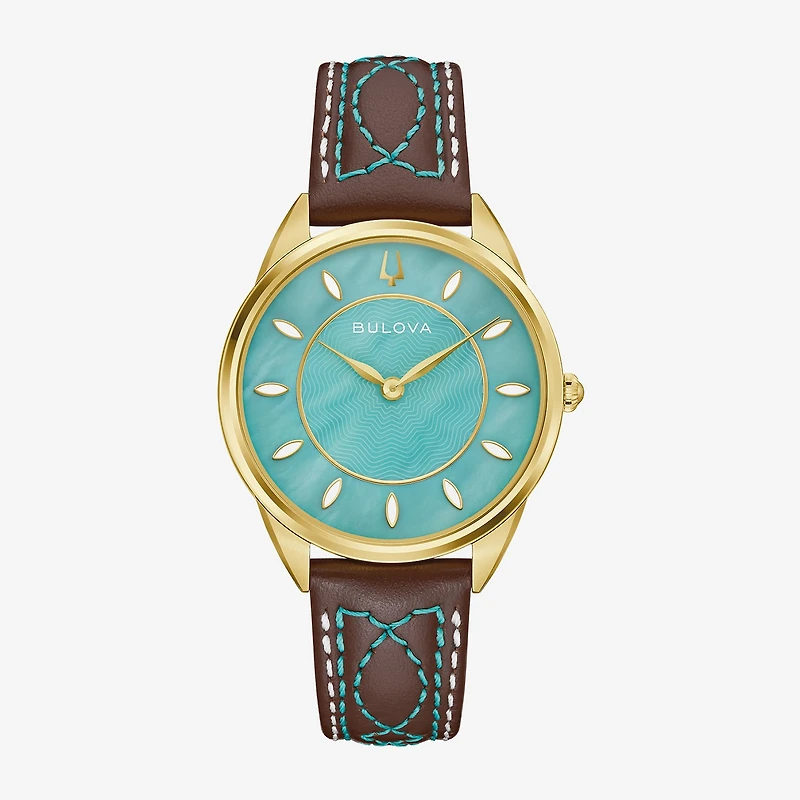 Bulova Sutton Womens Brown Leather Strap Watch 97l203
