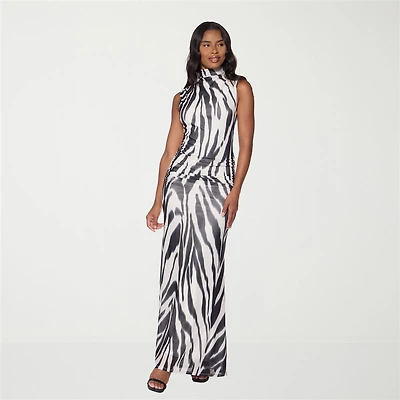 Premier Amour Womens Mock Neck Sleeveless Maxi Dress