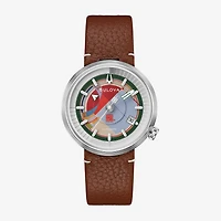Bulova David And Gladys Wright House Mens Automatic Brown Leather Strap Watch 96b486