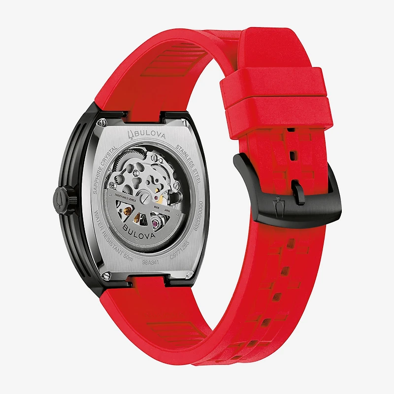 Bulova Maquina Mens Automatic Red Strap Watch 98a341