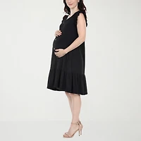 White Mark Maternity Womens Crew Neck Short Sleeve Shift Dress