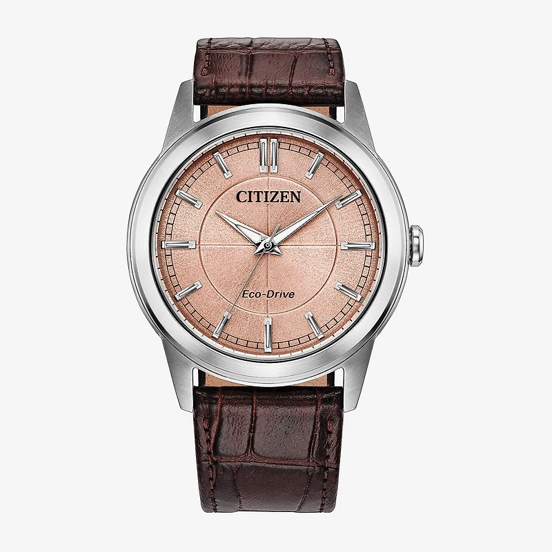 Citizen Rolan Mens Brown Leather Strap Watch Aw2110-14z