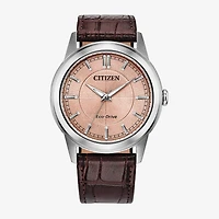 Citizen Rolan Mens Brown Leather Strap Watch Aw2110-14z