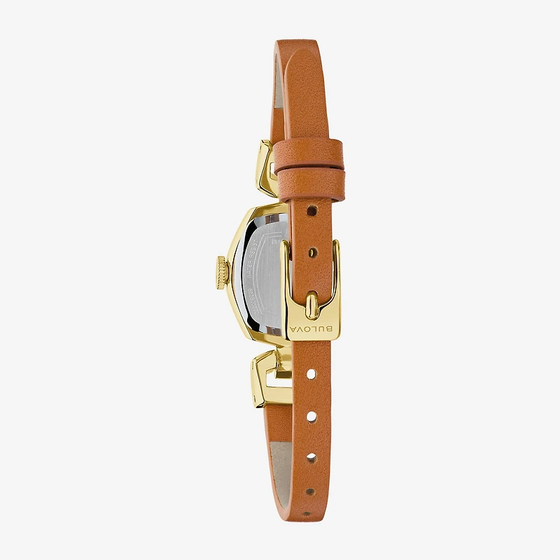 Bulova Goddess Of Time Womens Brown Leather Strap Watch 97l202