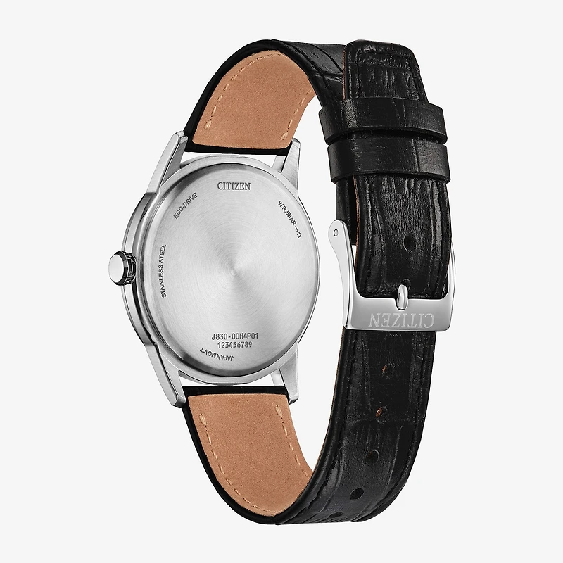Citizen Rolan Unisex Adult Black Leather Strap Watch Fe7130-01l