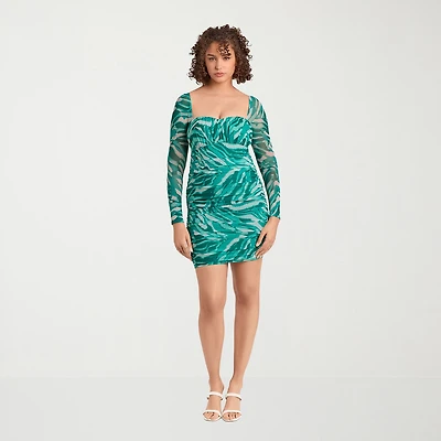 S3 Apparel Shapewear Womens Sweetheart Neck Long Sleeve Fitted Bodycon Dress