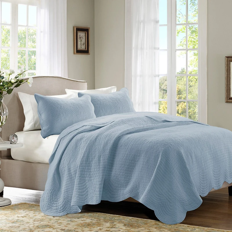 Madison Park Marino 3-Pc Reversible Scalloped Edge Quilt Set