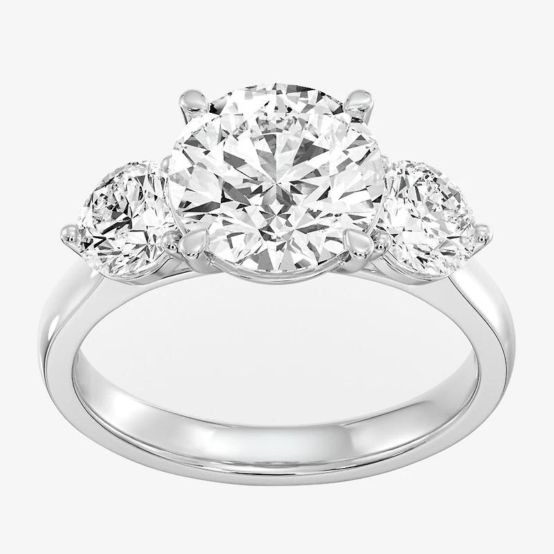 Love Lives Forever (F / Si1-Si2) Womens 4 CT. T.W. Lab Grown White Diamond 10K Gold Round 3-Stone Engagement Ring
