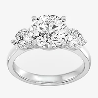 Love Lives Forever (F / Si1-Si2) Womens 4 CT. T.W. Lab Grown White Diamond 10K Gold Round 3-Stone Engagement Ring